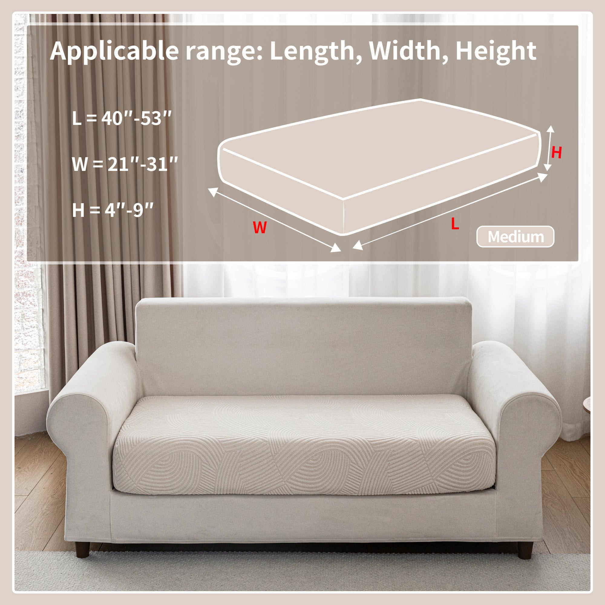 OHSIO Couch Cushion Covers for Sectional and L Shaped Sofa, Stretch Soft Sofa Covers Washable Wear Resistant Slipcovers Furniture Protector Pet-Friendly