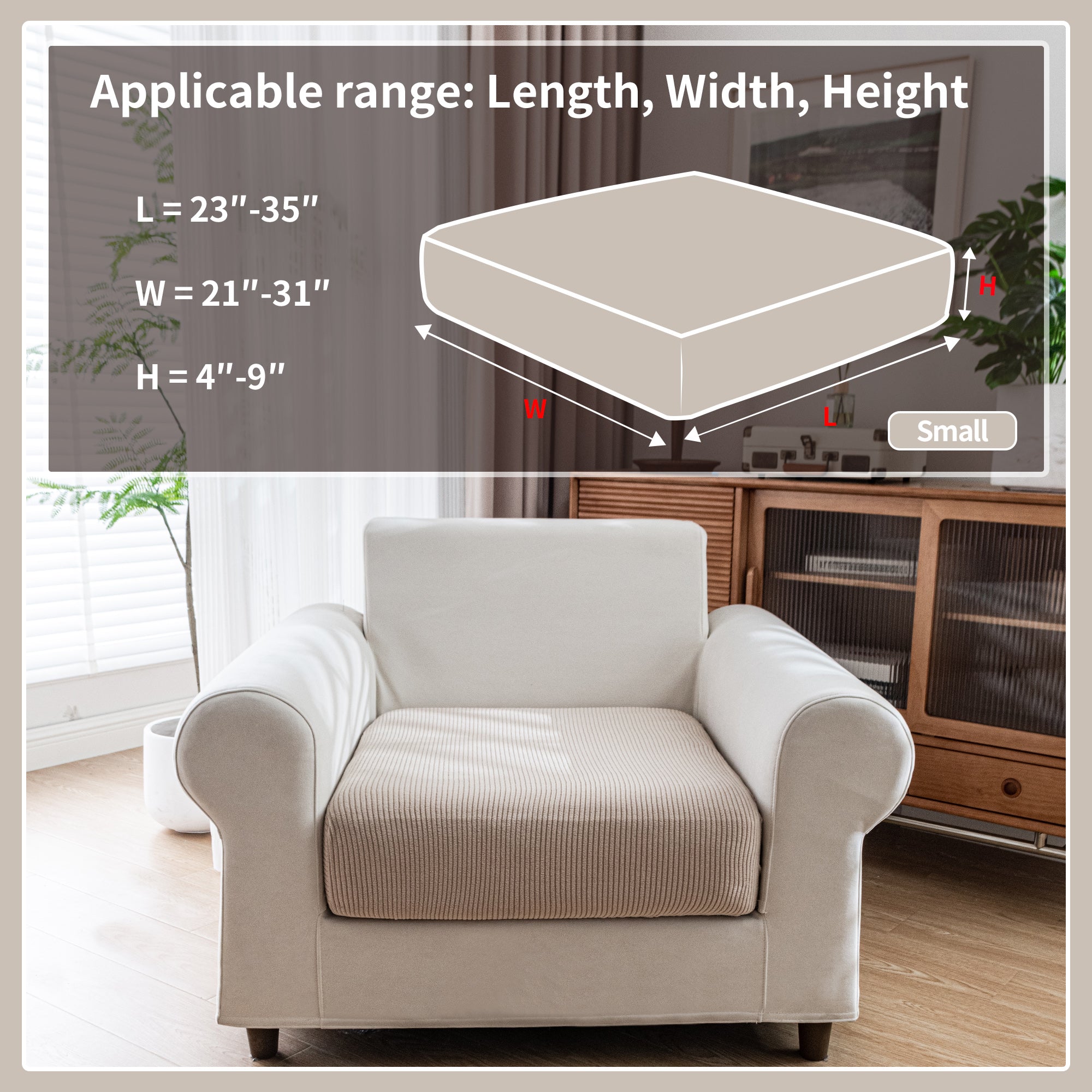 OHSIO Couch Cushion Covers, Comfort Soft Magic Sofa Covers Washable Stretch Resistant Slipcovers for Sectional and L Shaped Seats Furniture Protectors for Pets