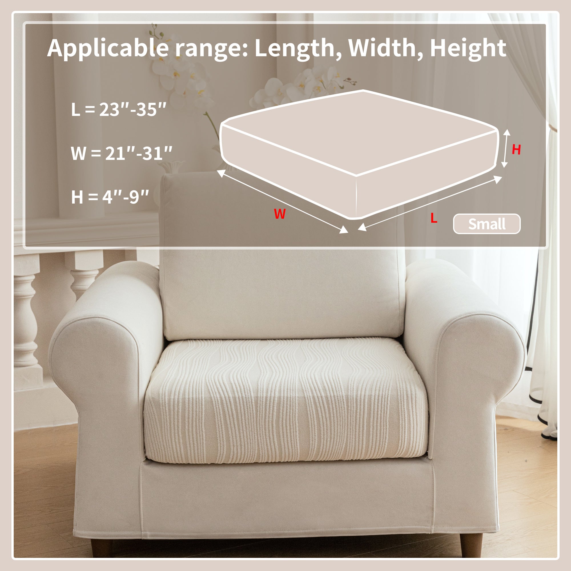 导OHSIO Couch Cushion Covers, Super Stretch Washable Sofa Slipcovers for L Shaped & Modular Seats, Pet-Friendly Furniture Protector with Stripe Design