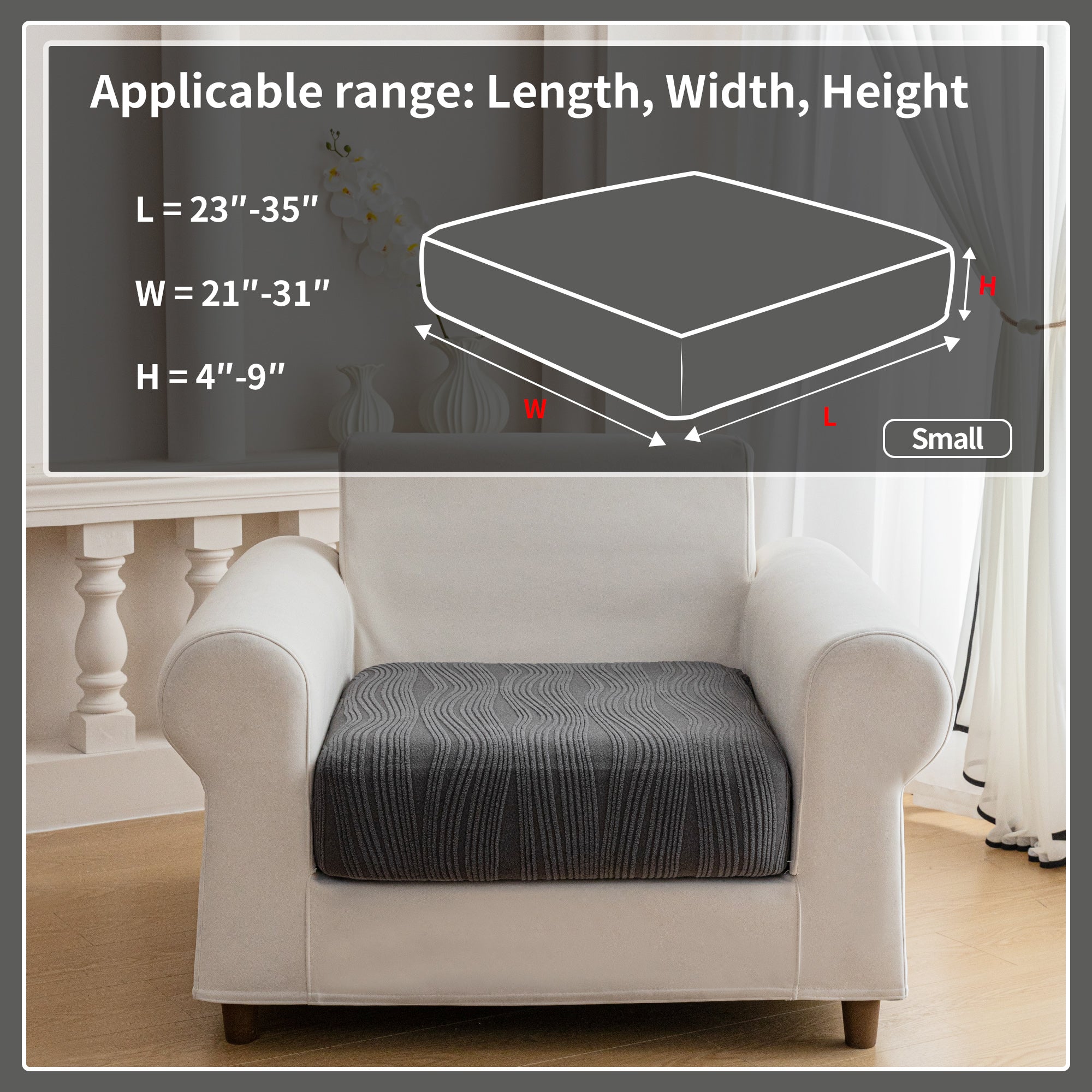 导OHSIO Couch Cushion Covers, Super Stretch Washable Sofa Slipcovers for L Shaped & Modular Seats, Pet-Friendly Furniture Protector with Stripe Design