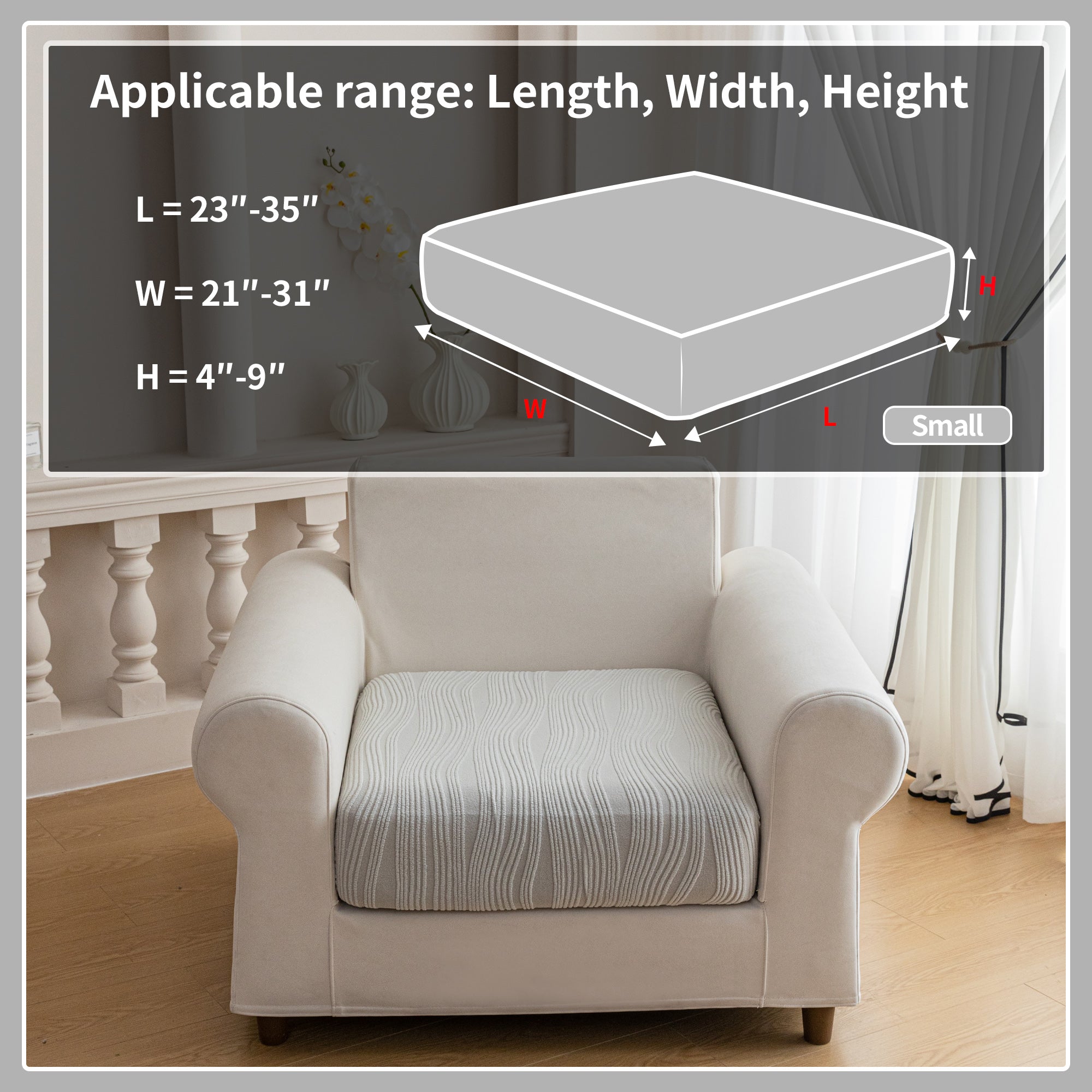 导OHSIO Couch Cushion Covers, Super Stretch Washable Sofa Slipcovers for L Shaped & Modular Seats, Pet-Friendly Furniture Protector with Stripe Design