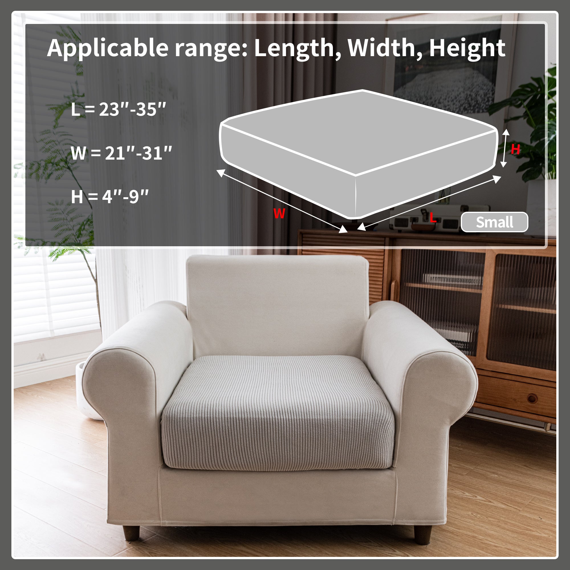 OHSIO Couch Cushion Covers, Comfort Soft Magic Sofa Covers Washable Stretch Resistant Slipcovers for Sectional and L Shaped Seats Furniture Protectors for Pets
