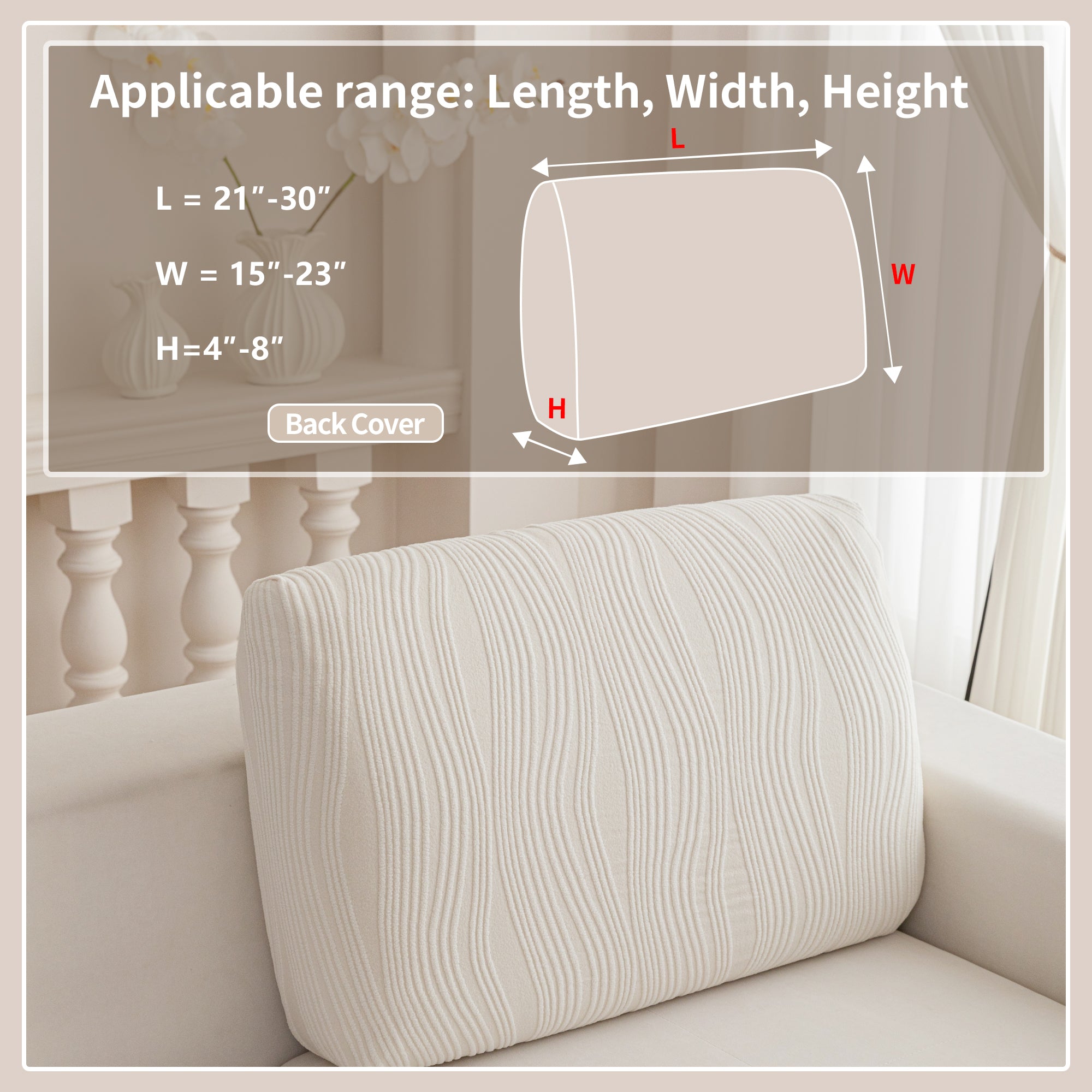 导OHSIO Couch Cushion Covers, Super Stretch Washable Sofa Slipcovers for L Shaped & Modular Seats, Pet-Friendly Furniture Protector with Stripe Design