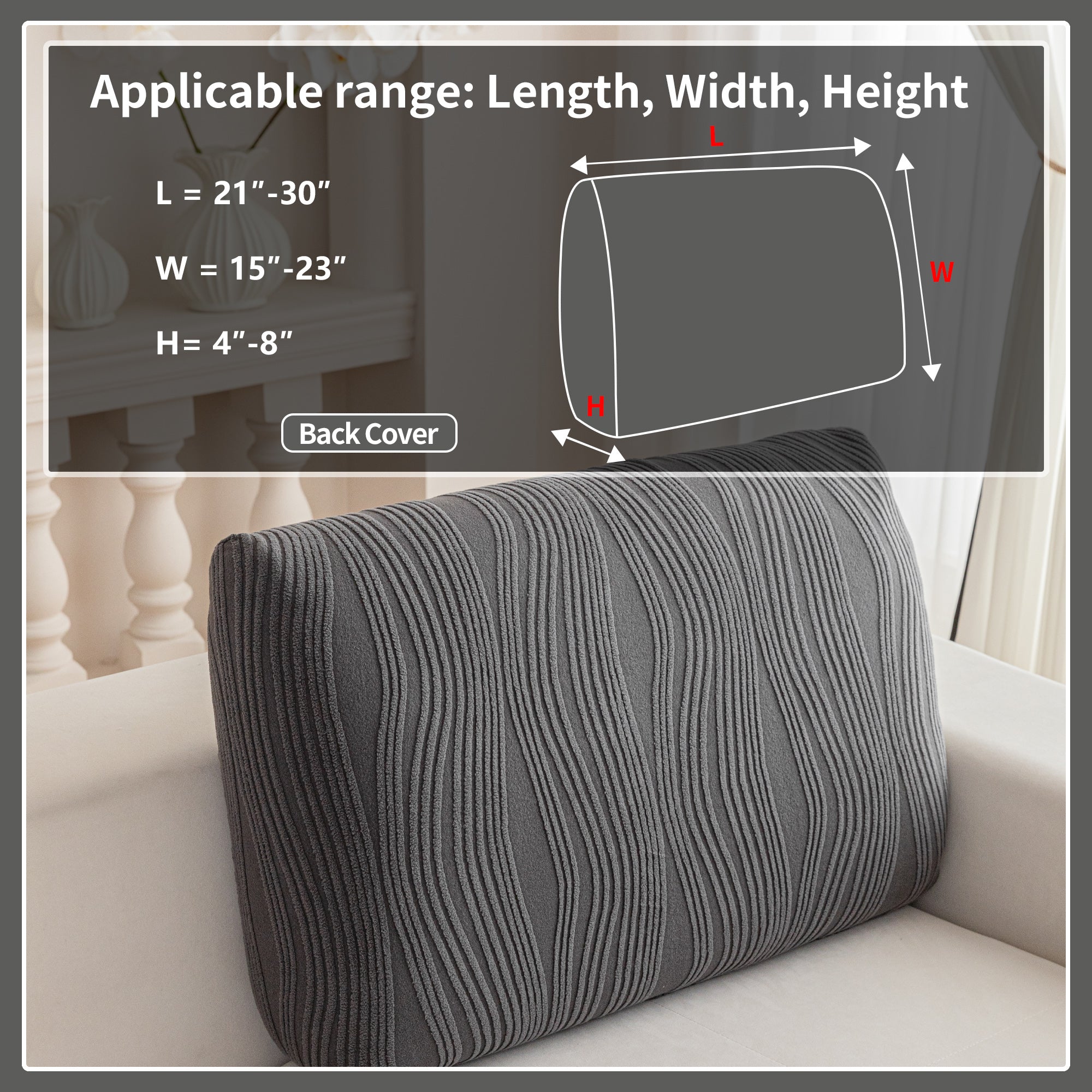 导OHSIO Couch Cushion Covers, Super Stretch Washable Sofa Slipcovers for L Shaped & Modular Seats, Pet-Friendly Furniture Protector with Stripe Design