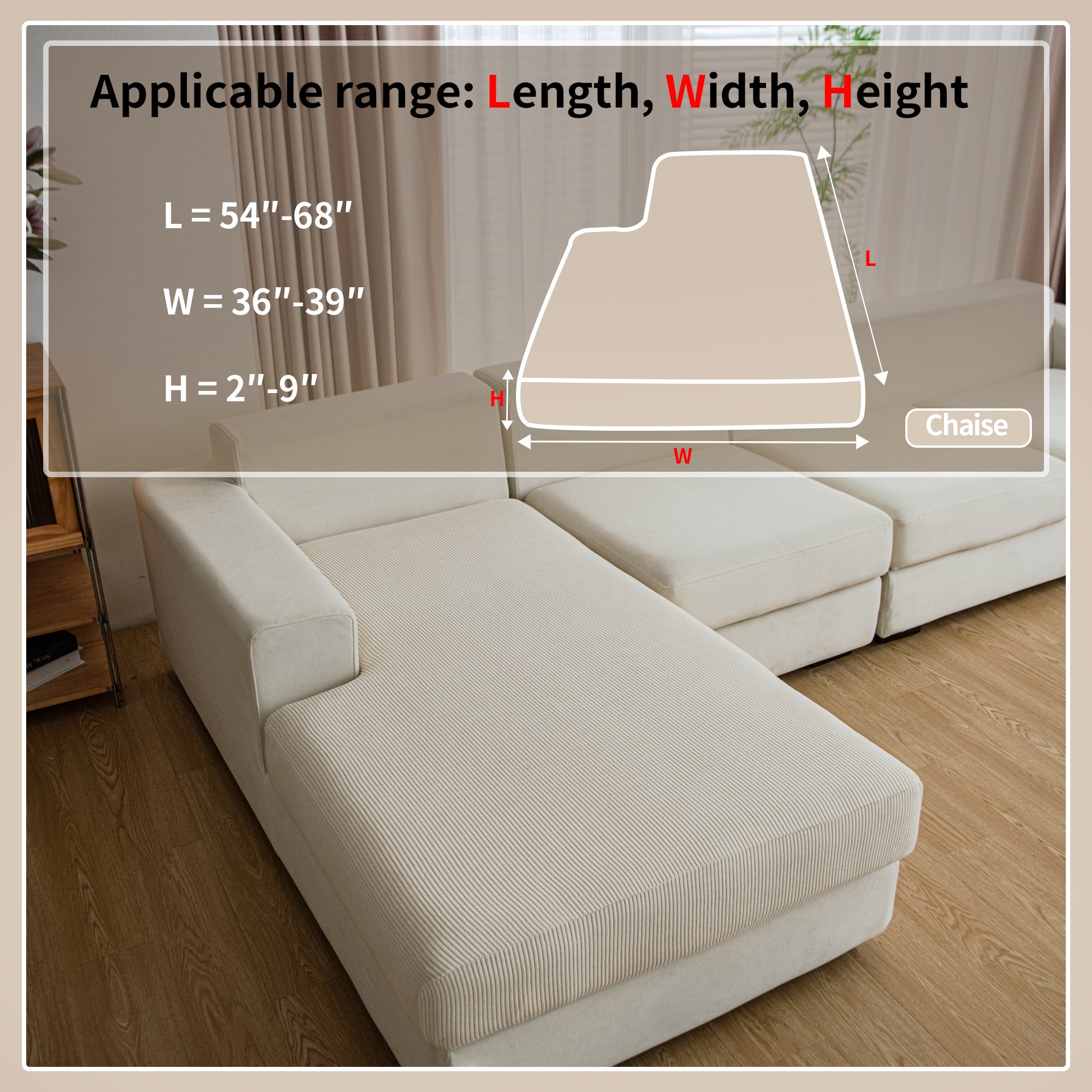 OHSIO Couch Cushion Covers, Comfort Soft Magic Sofa Covers Washable Stretch Resistant Slipcovers for Sectional and L Shaped Seats Furniture Protectors for Pets