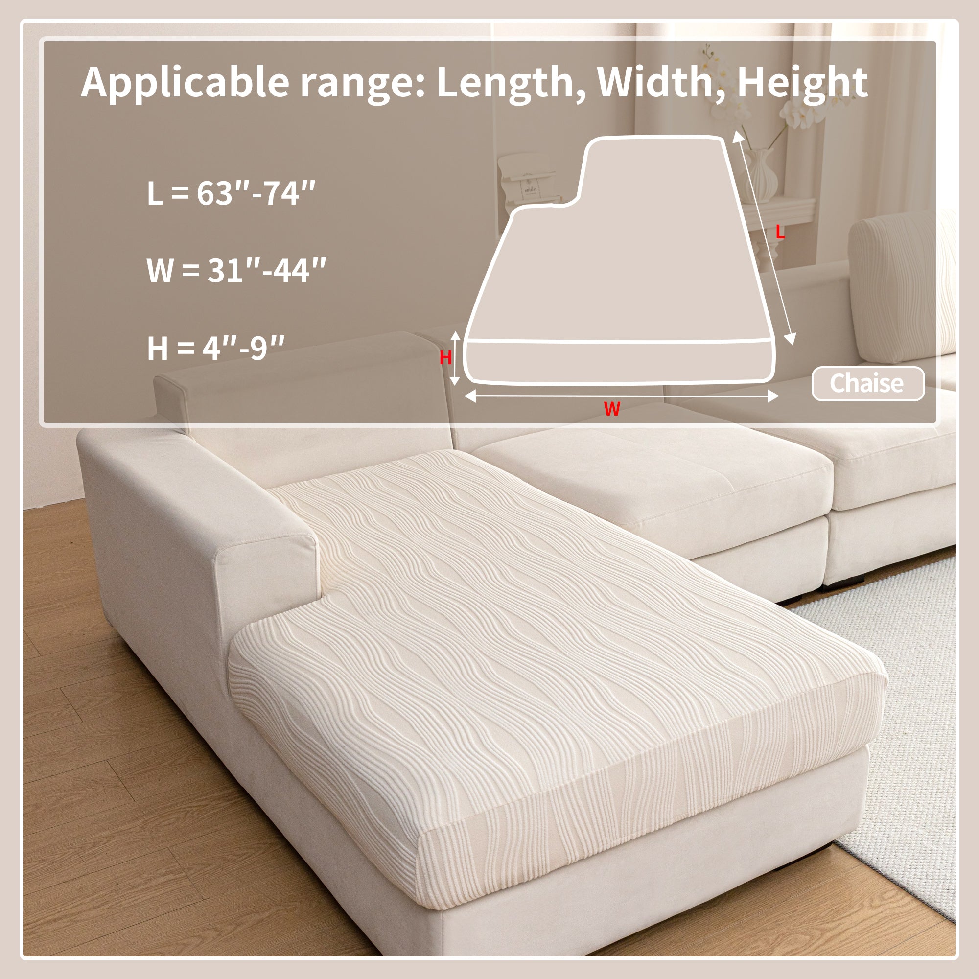 导OHSIO Couch Cushion Covers, Super Stretch Washable Sofa Slipcovers for L Shaped & Modular Seats, Pet-Friendly Furniture Protector with Stripe Design