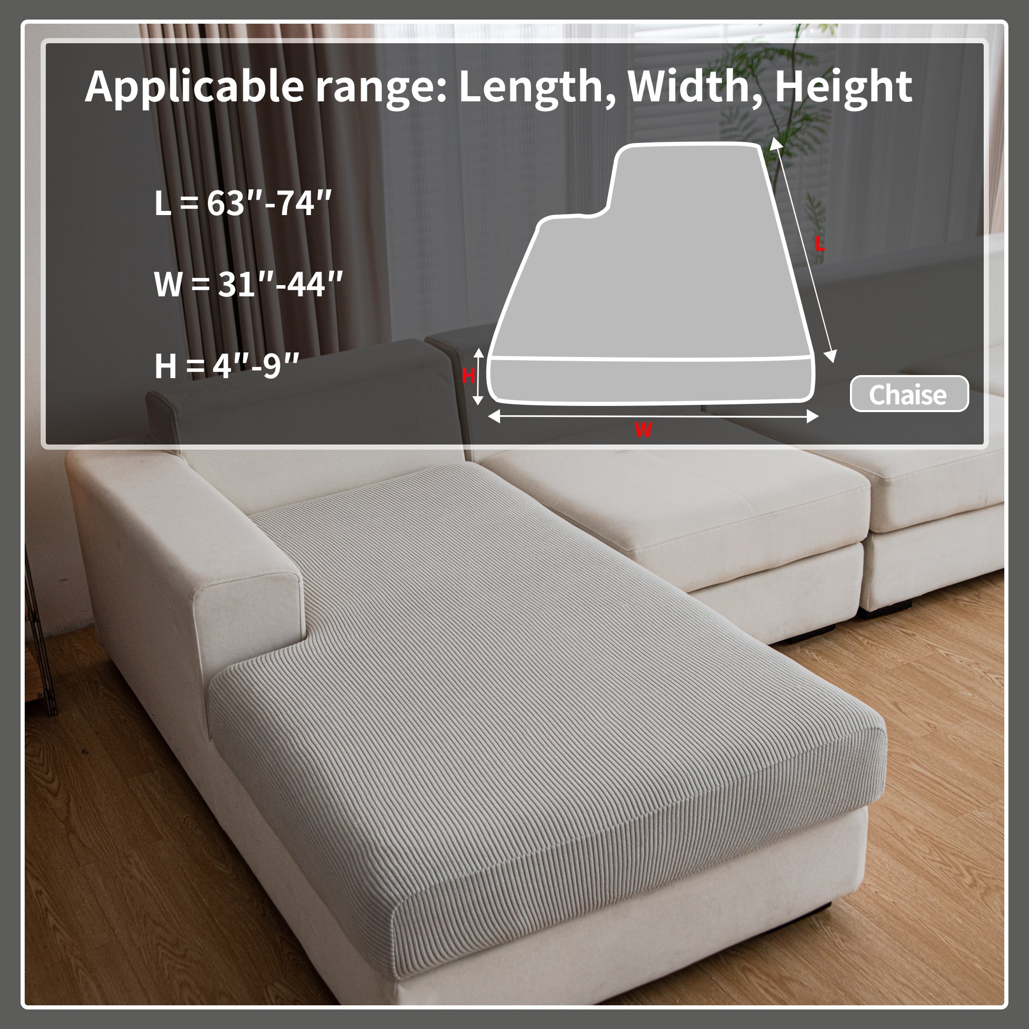 OHSIO Couch Cushion Covers, Comfort Soft Magic Sofa Covers Washable Stretch Resistant Slipcovers for Sectional and L Shaped Seats Furniture Protectors for Pets