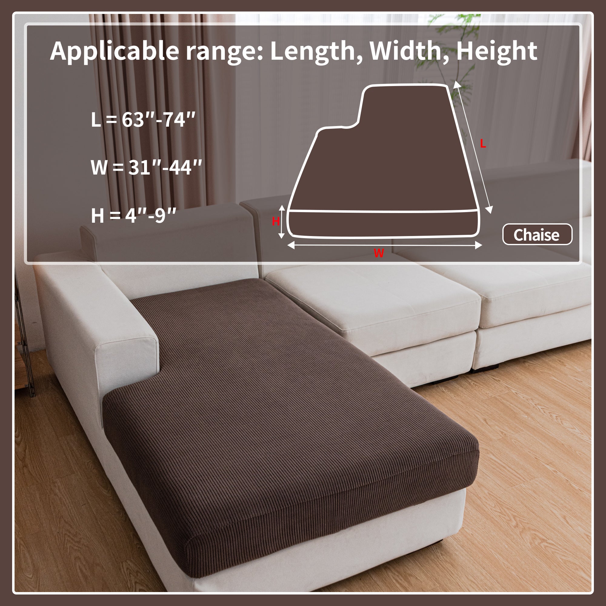 OHSIO Couch Cushion Covers, Comfort Soft Magic Sofa Covers Washable Stretch Resistant Slipcovers for Sectional and L Shaped Seats Furniture Protectors for Pets