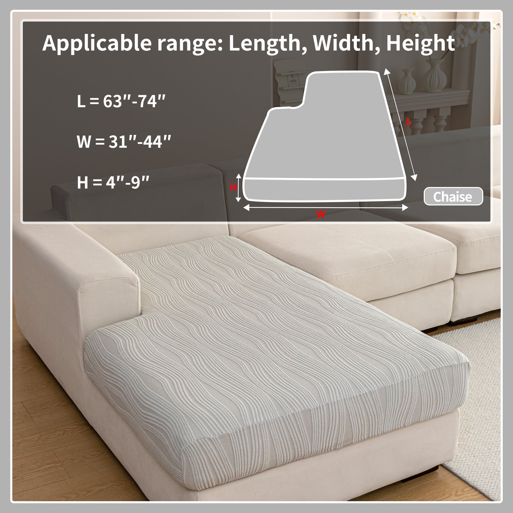 导OHSIO Couch Cushion Covers, Super Stretch Washable Sofa Slipcovers for L Shaped & Modular Seats, Pet-Friendly Furniture Protector with Stripe Design