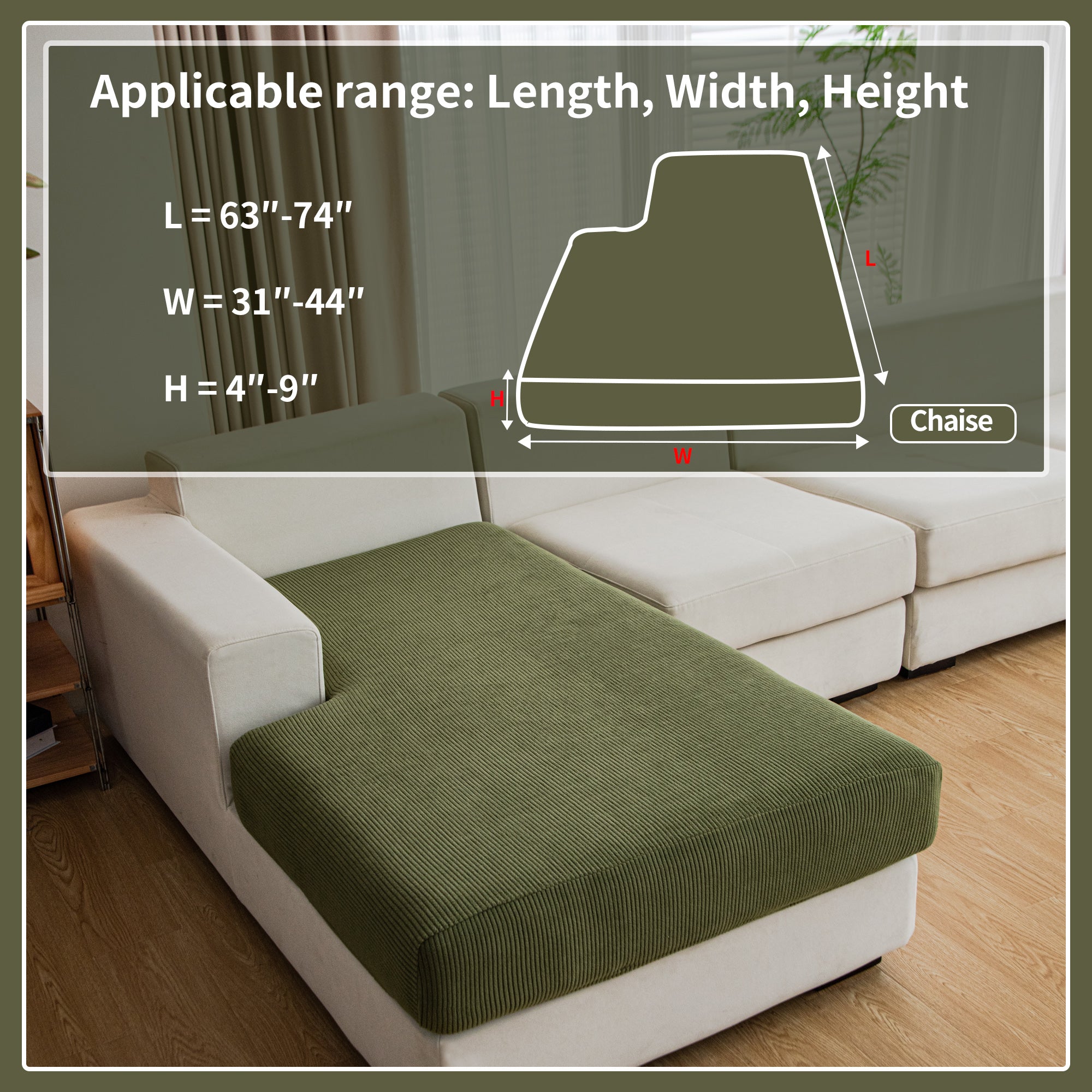 OHSIO Couch Cushion Covers, Comfort Soft Magic Sofa Covers Washable Stretch Resistant Slipcovers for Sectional and L Shaped Seats Furniture Protectors for Pets