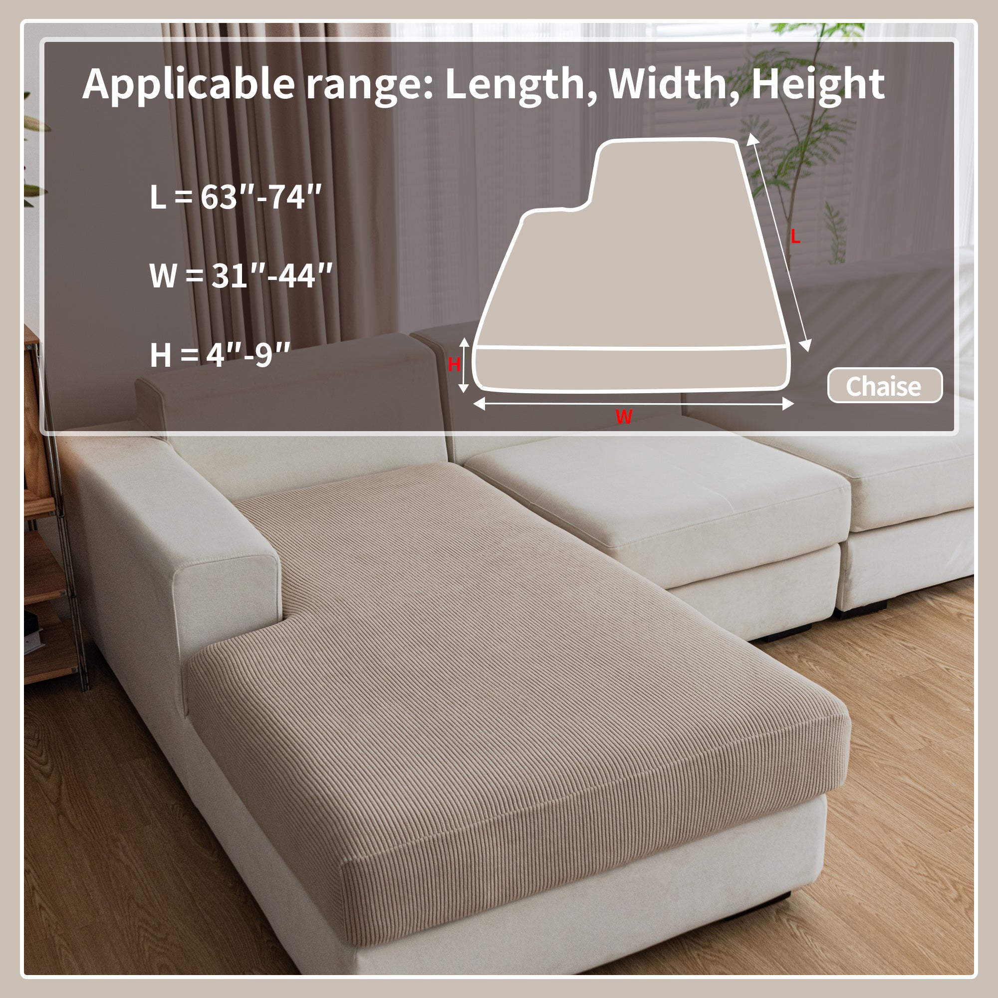 OHSIO Couch Cushion Covers, Comfort Soft Magic Sofa Covers Washable Stretch Resistant Slipcovers for Sectional and L Shaped Seats Furniture Protectors for Pets