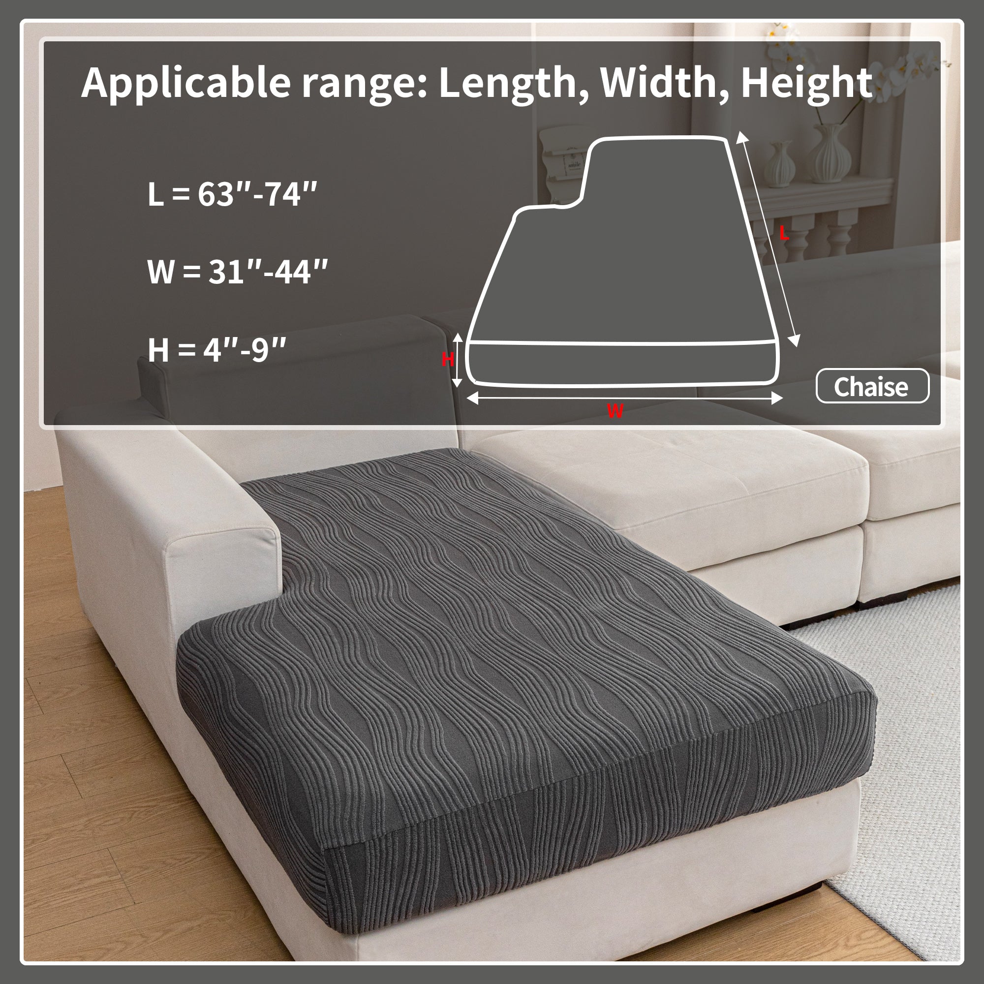 导OHSIO Couch Cushion Covers, Super Stretch Washable Sofa Slipcovers for L Shaped & Modular Seats, Pet-Friendly Furniture Protector with Stripe Design