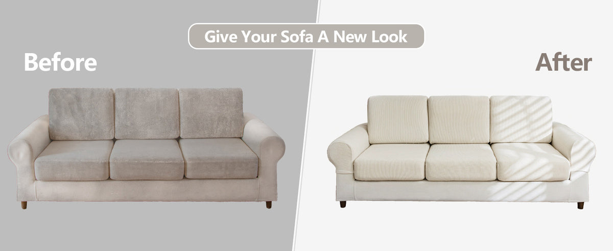 OHSIO sofa cover before and after transformation