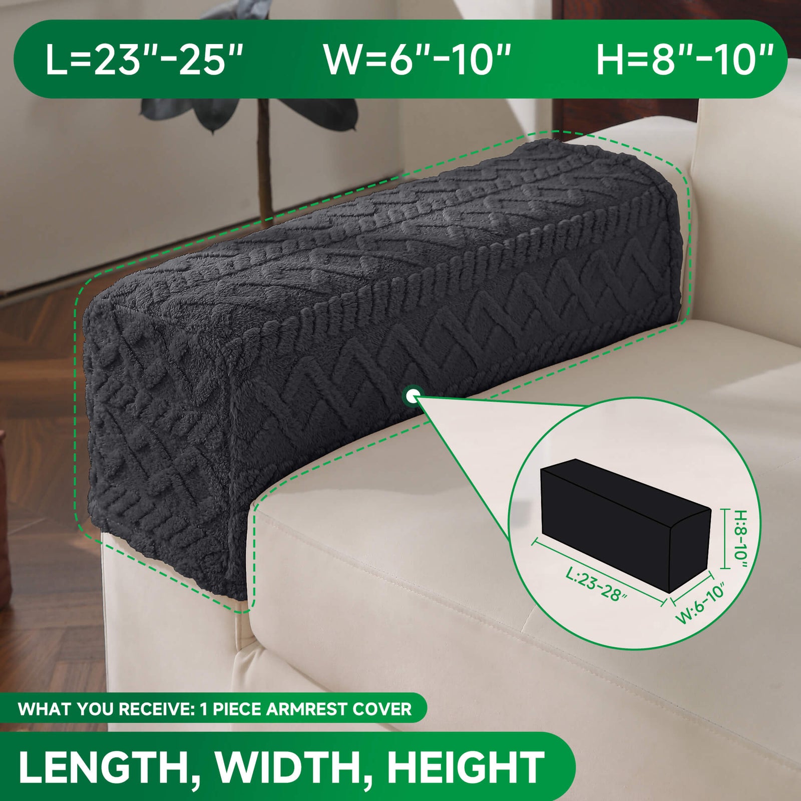 OHSIO SKU 802 Dark Gray / 1 Armrest Cover