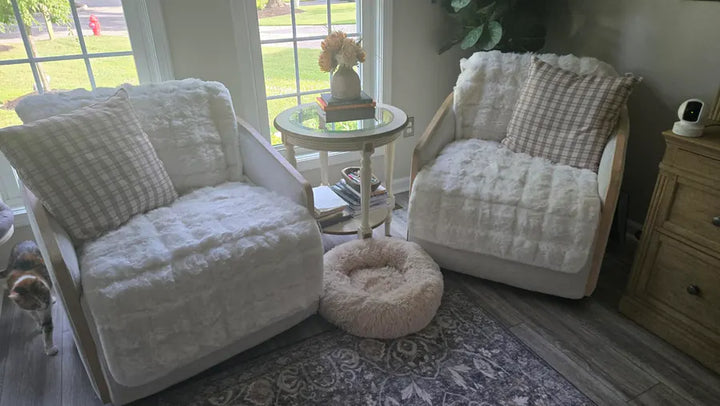 OHSIO Faux Rabbit Fur Pet Couch Cover Non-Slip Sofa Slipcover customer review photo